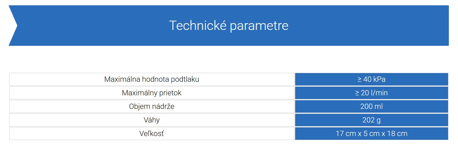 technické parametre lekárskej odsávačky